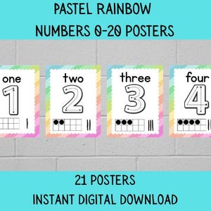 Pastel Rainbow Number Posters | Number Formation | Ten Frames & Tally Marks | 0–20