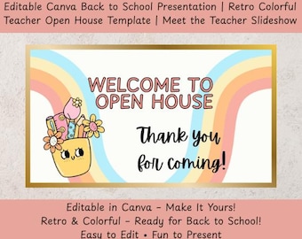 Retro Back to School Präsentationsvorlage: Bearbeitbare Lehrer-Diashow (Canva Digital Download)