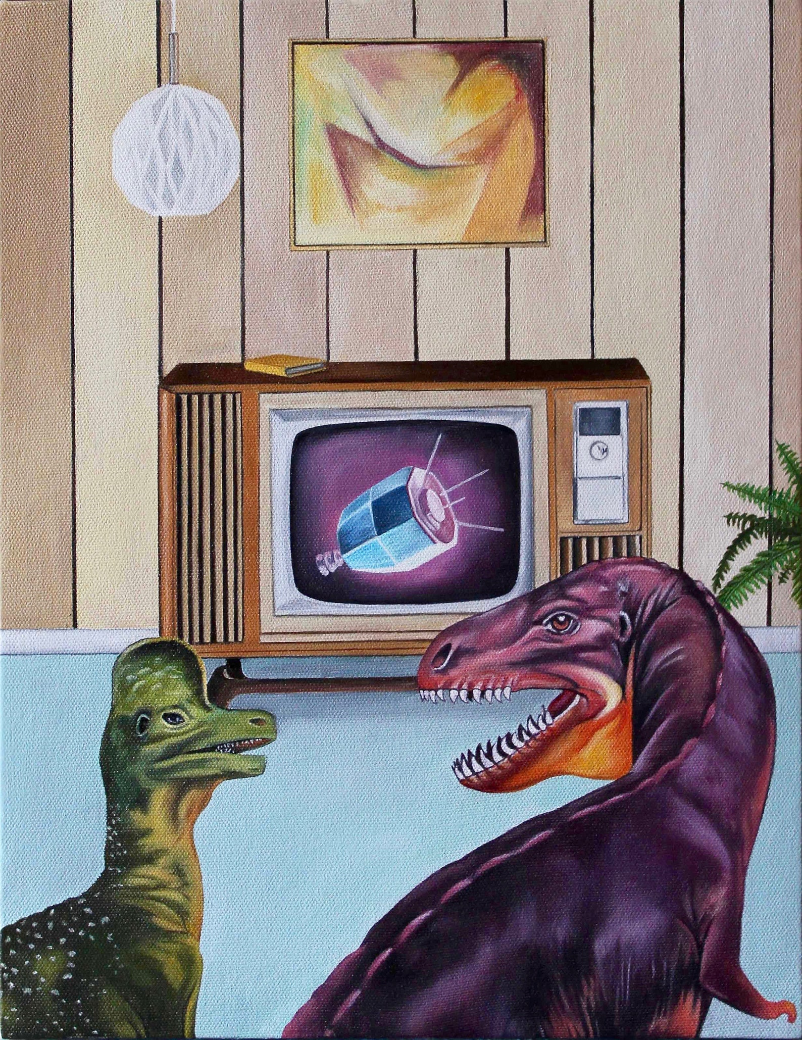 Art Print Oil Painting Dinosaurs Surrealism Home Decor Etsy