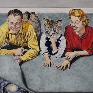 Art Print - Oil Painting - Cat - Surrealism - Home Decor - Retro - Animals - Family - Mid-Century - Fashion - Space - Wall Art - Fun