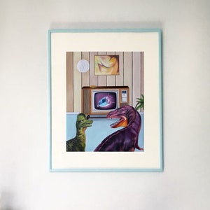 Art Print - Oil Painting - Dinosaurs - Surrealism - Home Decor - Television - Retro - Mid-Century - Vintage - Interior Design - Wall Art