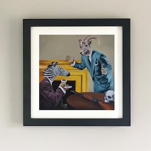 Art Print - Oil Painting - Zebra - Surrealism - Home Decor - Retro - Animals - Ram - Mid-Century - Vintage - Shotgun - Humour - Interior
