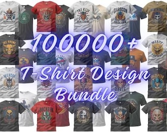 100000 T-Shirt Design Bundle PNG SVG psd | Premium POD Graphics Pack | Commercial Use T-Shirt Designs | Instant Digital Download