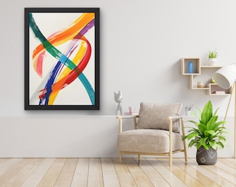 Contemporary Printable Wall Art, Geometric Abstract Painting, Digital Download