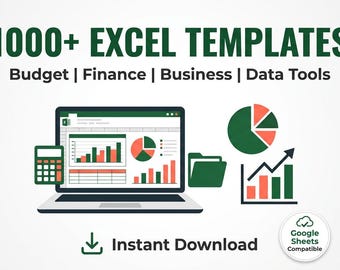 1000+ Excel Templates Bundle | Budget Tracker Finance Spreadsheet | Business Data Tools | Instant Download | Google Sheets Compatible