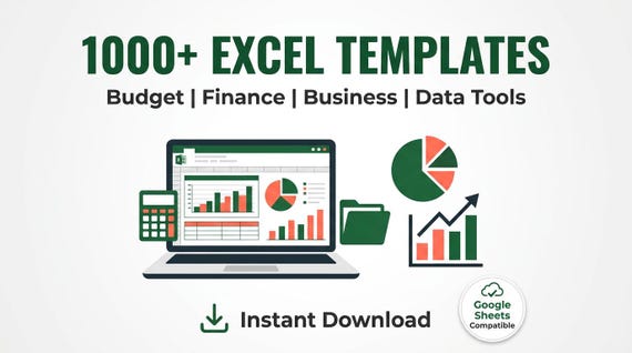 1000+ Excel Templates Bundle | Budget Tracker Finance Spreadsheet | Business Data Tools | Instant Download | Google Sheets Compatible