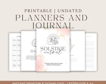 Printable Planners & Journals Bundle | Daily, Weekly, Monthly Planner PDF, Goal Setting, Self-Care, Editable Canva Templates