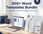 500+ Microsoft Word Templates Bundle | Business Docs Resumes Contracts Planners | Editable Instant Download