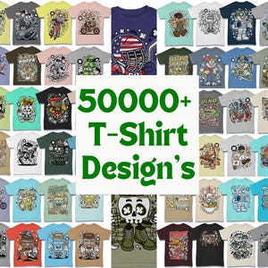 T-Shirt Design Bundle | 50000+ Trendy PNG Graphics for Pod, DTG, DTF, Typography Shirt Designs, Print Ready Files