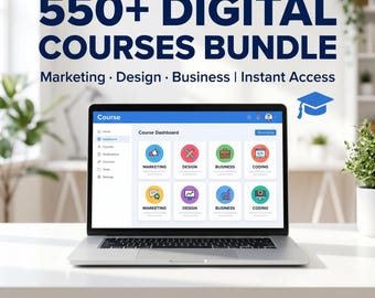 Digital Courses Bundle | Online Learning Business Marketing Design Skills | Instant Download Access