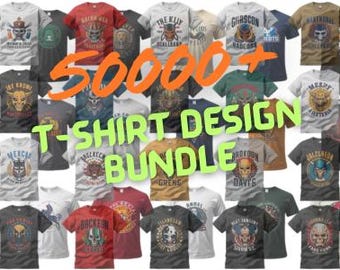 50000 T-Shirt Designs Bundle SVG PNG PSD | Premium Graphic Tee Design Pack | Print On Demand Bundle | Commercial Use Digital Download