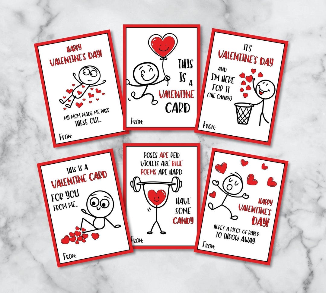 Funny Valentine Cards for Kids, Printable Classroom Exchange Valentine ...