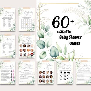 Editable Baby Shower Game Bundle, Baby Shower or Gender Reveal Activity, Funny Game Printable Baby or Beer Belly, Digital Template Canva BG3