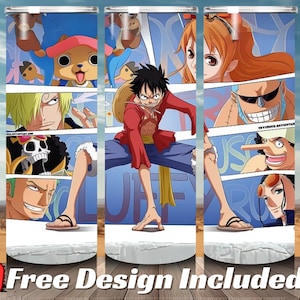 One Piece Anime 20oz Skinny Sublimation Tumbler PNG | Anime Wrap | Onepiece Tumbler Design | Gift for Anime Lover | Instant Download