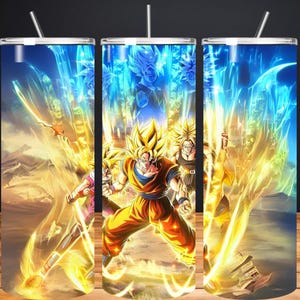 Dragon Ball Z Tumbler Wrap PNG: 90s Anime Sublimation Design 20oz Skinny Tumbler
