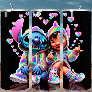 Lilo and Stitch Love  Tumbler Wrap PNG, 20oz skinny sublimation Stitch Tumbler Wrap Design PNG, 20oz Straight Tumbler Wrap