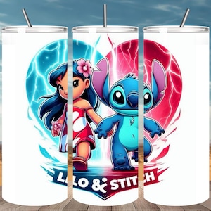 Lilo and Stitch Neon Tumbler Wrap, 20oz Skinny Sublimation Straight & Tapered Lilo Tumbler Wrap Stitch Tumbler Wrap Design PNG