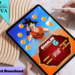 Editable Dragon Ball Birthday Invitation Template | Dragonball Love Template, Boys Invite, Printable Editable in Canva | Instant Download
