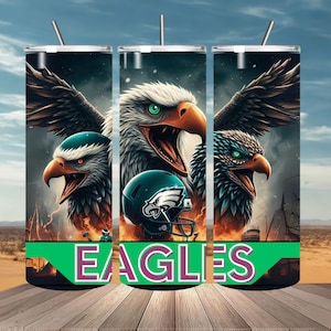 Eagle Football 20oz Skinny Tumbler Wrap, Sport Mascot Sublimation Tumbler Design, Football Team PNG Tumbler Gift for Men Digital Download
