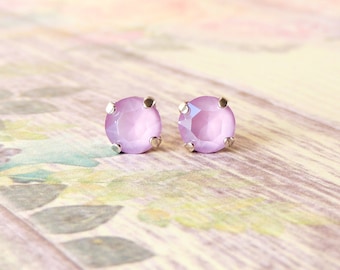Cantidad personalizada hecha a pedido 8mm Swarovski Lilac Crystal Studs- Crystal Lilac Purple Crystal Studs, Opaque Violet Crystal Studs