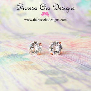 Custom Quantity Made to Order- 8mm Swarovski Crystal Clear Rose Gold Studs- Rose Gold Crystal Studs