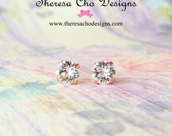 Cantidad personalizada hecha a pedido- Tachuelas de oro rosa cristalina Swarovski de 8 mm- Tachuelas de cristal de oro rosa