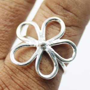Handmade Sterling Silver Flower Ring: Boho Floral Jewelry
