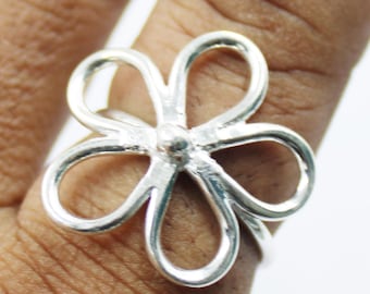 Handmade Sterling Silver Flower Ring: Boho Floral Jewelry