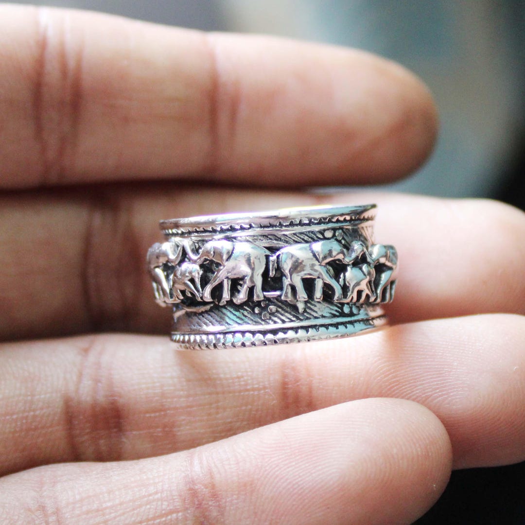 Sterling Silver Elephant Spinner Ring – Handmade Mindfulness Fidget ...