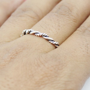 Handmade Sterling Silver Twisted Rope Ring: Minimalist Boho Band