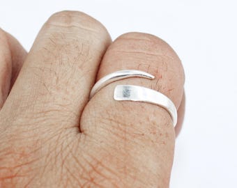 Sterling Silver Adjustable Wrap Ring: Minimalist Unisex Jewelry