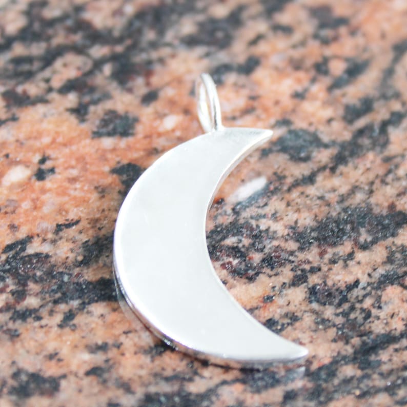Sterling Silver Crescent Moon Pendant: Minimalist Celestial Necklace - Etsy