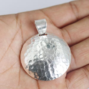 Handmade Hammered Sterling Silver Disc Pendant: Minimalist Statement Necklace