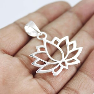 Sterling Silver Lotus Pendant: Handmade Yoga Necklace, Spiritual Jewelry