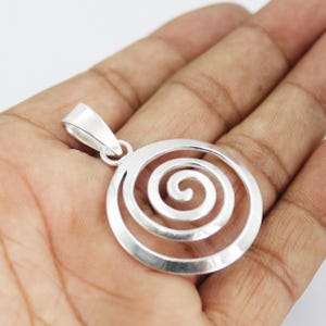 Handmade Sterling Silver Spiral Pendant Necklace: Minimalist Spiritual Jewelry