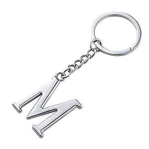 Personalized Sterling Silver Keychain, Handmade Custom Initial Alphabet Letter Keychain, Unique Silver Gift for Men, Women, Couples, Friends