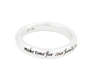 Hammered Sterling Silver Ring • Personalized Engraved Band, Handmade