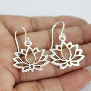 Sterling Silver Lotus Earrings: Handmade Yoga Jewelry