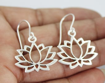 Sterling Silver Lotus Earrings: Handmade Yoga Jewelry