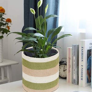 Planter Personalized Plant Pot Jute Flower Pot, Storage Basket, Gardening Gift for Plant Lover, Unique Birthday Present Garden Decor Plant