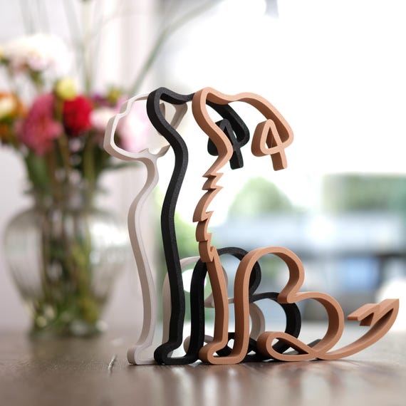 Hund Deko Figur Herz Golden Retriever Labrador Boxer Geschenk Hundeliebhaber Tischdeko Hund Erinnerung Haustier Moderne Hundeskulptur