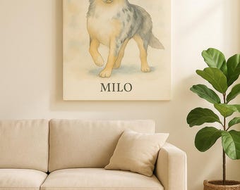 Custom Pet Portrait from Photo - Watercolor OR Minimalist Style - Digital Download, Canvas Print or Poster Print - Personalized Dog/Cat Gift
