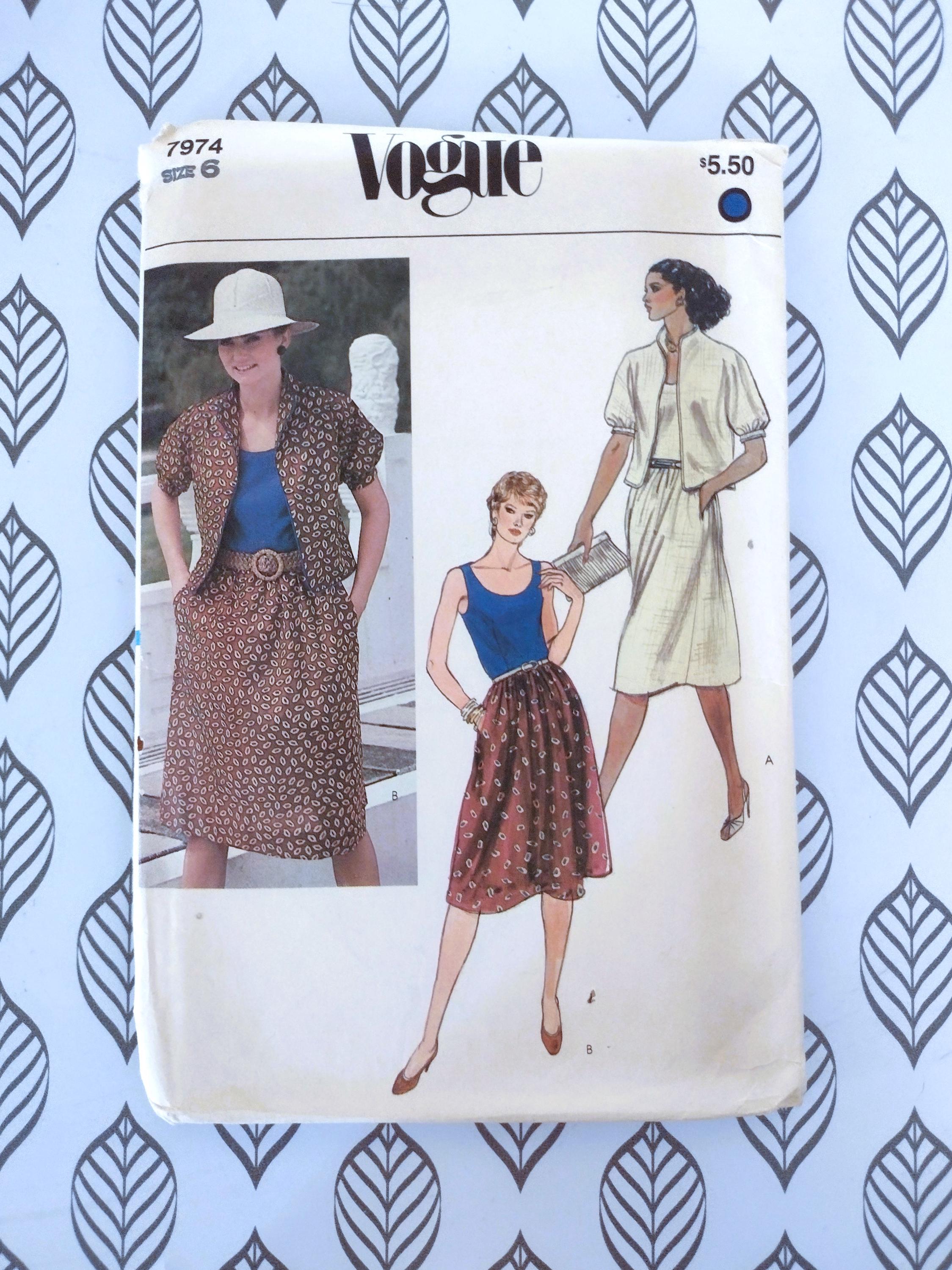 Vogue Pattern 7974 Misses Jacket & Dress 1981 Size 6 Cut, Complete