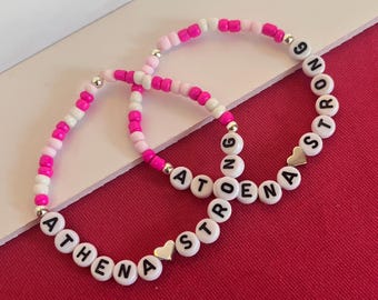 Remember Athena – Pink, White, Silver Heart Charm