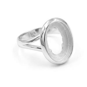 925 sterlingsilver oval blank bezelring, halvmonterad oval steninfattningsring, souvenir bröstmjölksharts grossist DIY smyckestillbehör,