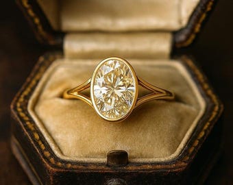 Bezel Set Oval Cut Moissanite Engagement Ring, Love Promise Ring, Solitaire Moissanite Ring, Wedding Gift For Women, Diamond Gift Ring,