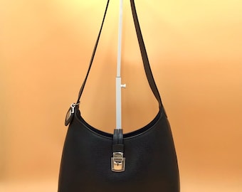 I Santi Milano Vintage Y2K Dark Blue Leather Hobo Bag Made in Italy with Lock and Key Restored Gift for Her