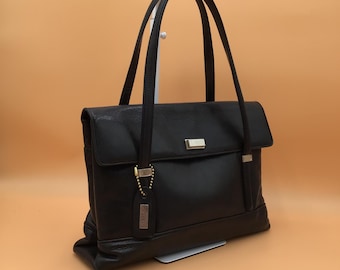 I SANTI Vintage 90s Black Leather Women's Bag Made in Italy Shoulder Bag Tote Bag Black Leather Shoulder Bag Vintage Leather Purse