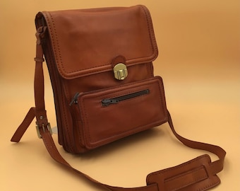 Marianelli Vintage 70s Leather Shoulder Bag Made in Italy Leather Briefcase for Men and Women New Old Stock with Tag and Dustbag