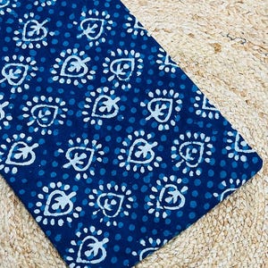 Hand Dyed Indigo Blue Cotton Fabric Traditional Indian Block Print Material(1-10 Yards)